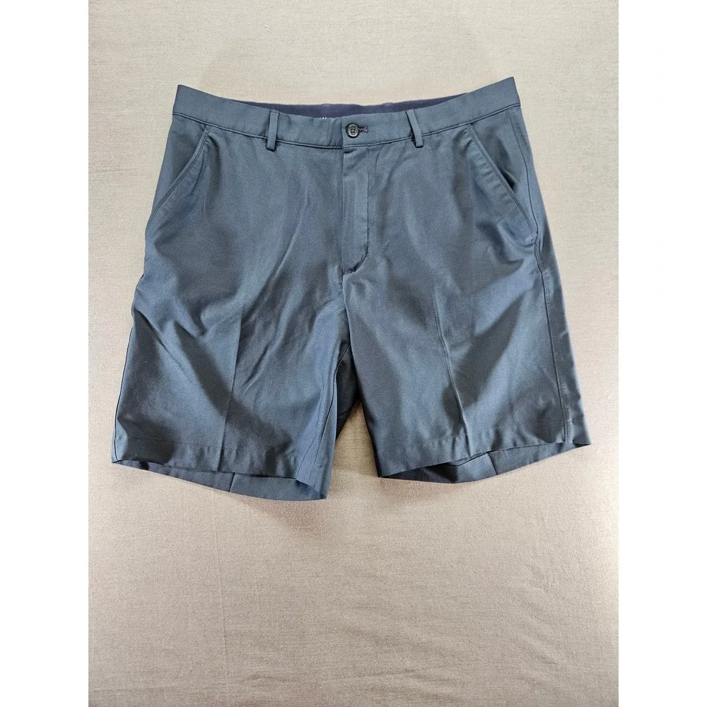 Greg Norman Mens Blue Golf Shorts Size 36 Flat Front Performance Spandex Stretch
